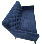 Navy blue velvet tufted loveseat - Image 3
