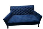 Navy blue velvet tufted loveseat