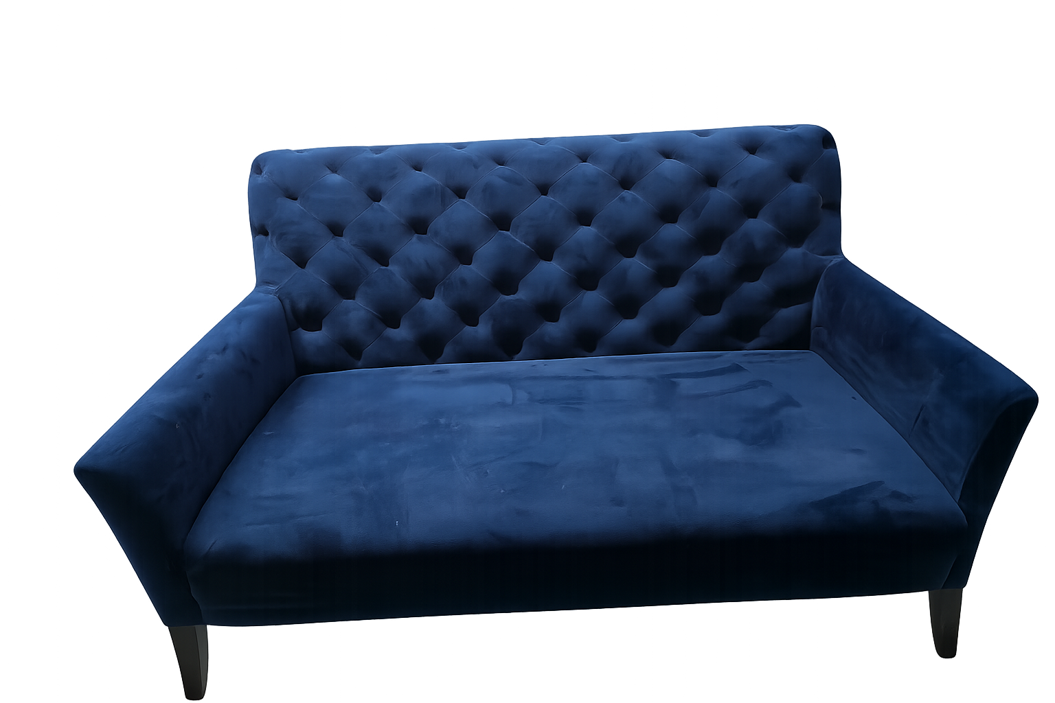 Navy blue velvet tufted loveseat Navy blue velvet tufted loveseat - Image 1